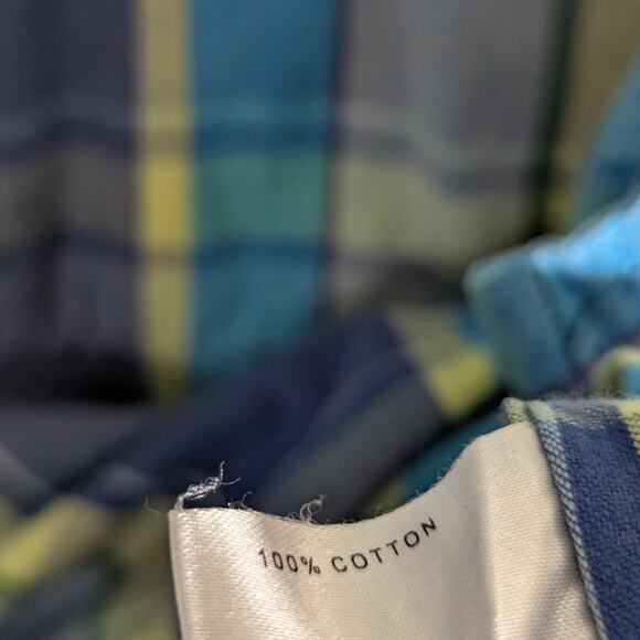 Weatherproof XL Shirt Mens Plaid Short Sleeve Button Front Casual Blue Green - Picture 3 of 4